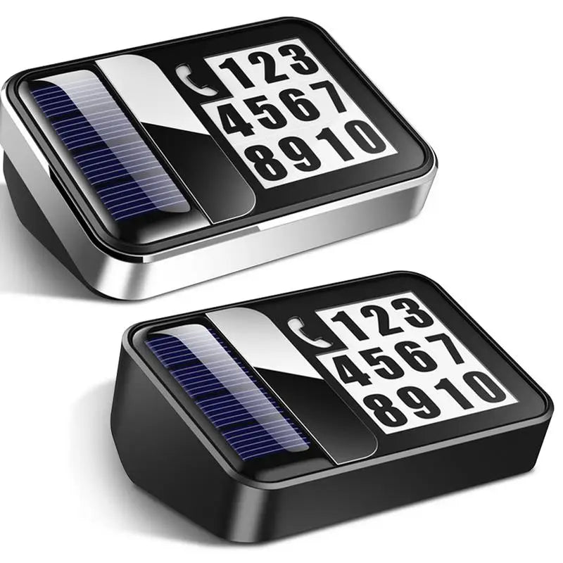 Car Solar Charging Parking Number Plate Luminous LED Digital Temporary Parking Card Auto Stop Phone Number Card For Car Supplies