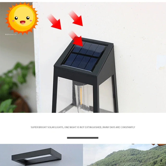 Solar Wall Light Outdoor Waterproof Sunlight Pathway Fence Lamp Yard Luminous Wall Washer Garden Decoration Tungsten Light Bulb