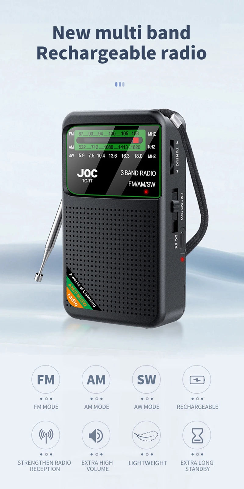 Xiaomi Full Band Radio Portable Radio Am Fm Sw Multi-function Radio Excellent Reception Transistor Radio With Loud Speaker