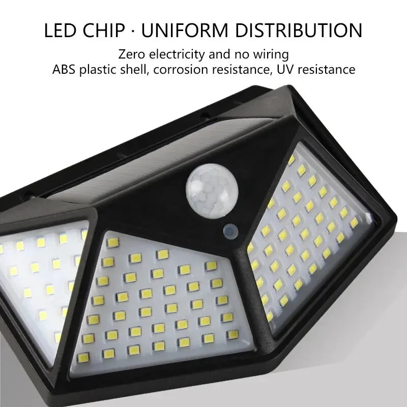 100LED Solar Lamp Wall Light Outdoor Lampwaterproof Motion Sensor Solar Indugtion for Garden Railing Yard Decorative Lamp