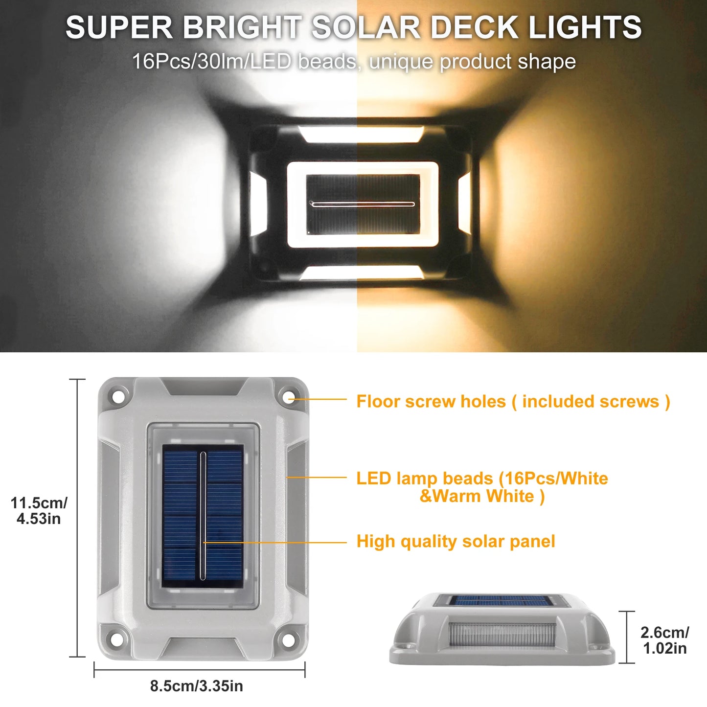 1pc 6LED Outdoor Deck Lights Solar Garden Step Lighting IP65 Waterproof For Stairs Patio Pathway Yard Fence Wall Lamp
