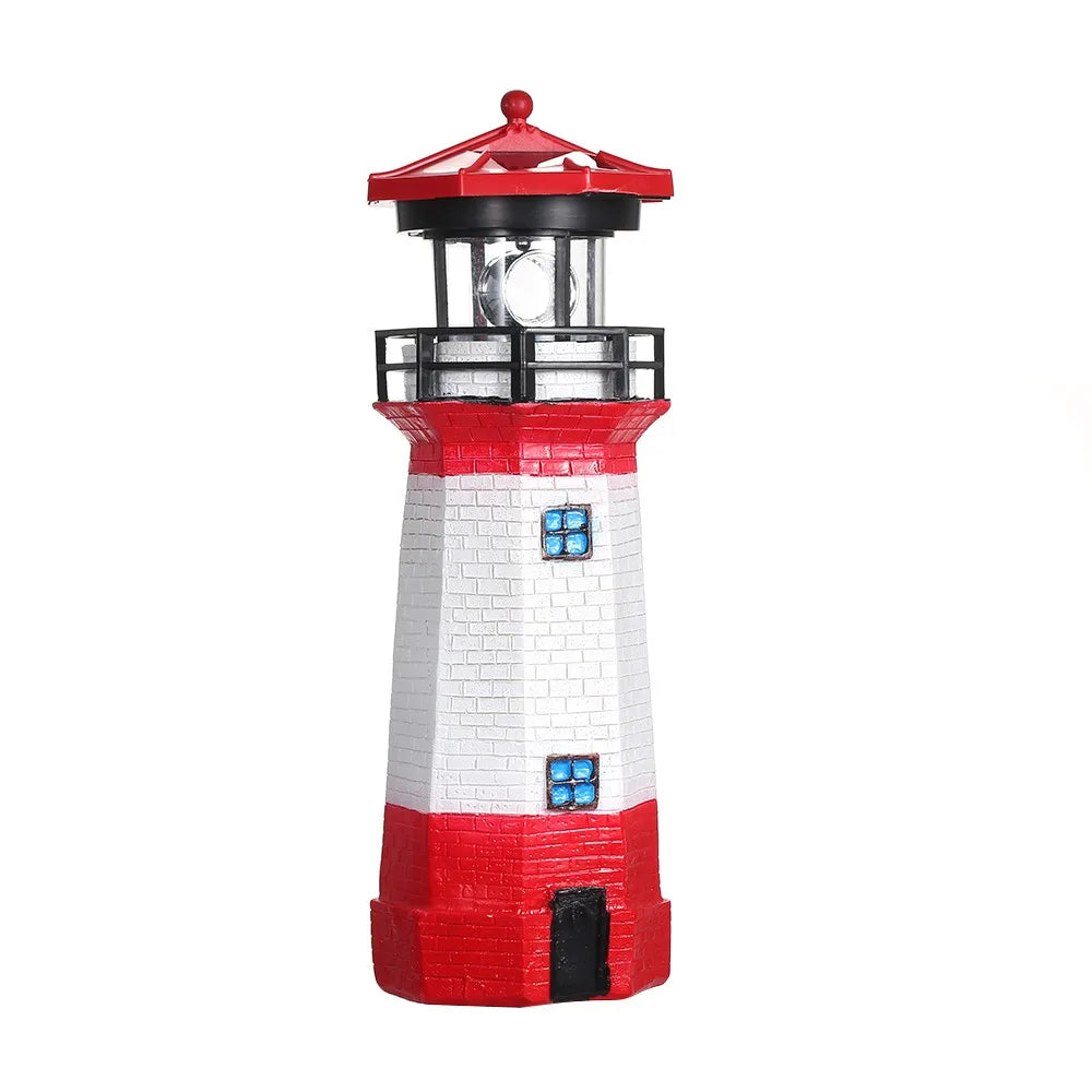 Solar Lighthouse with Rotating Lamp Garden Lights Outdoor Decorative LEDs Light for Path Yard Lawn Patio Drop shipping