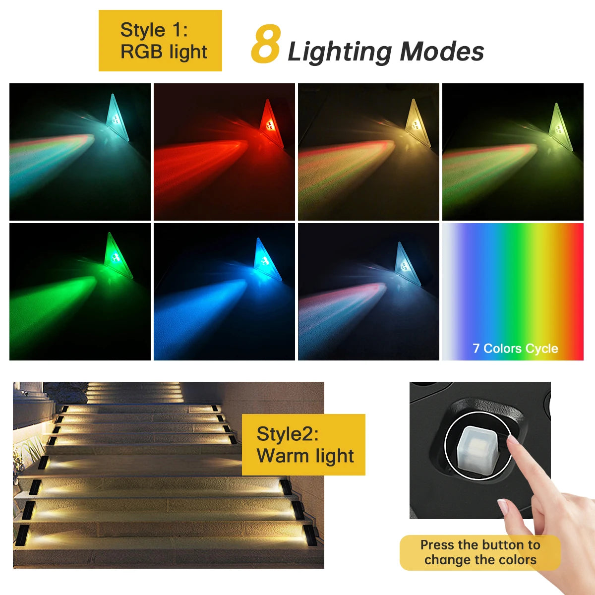 Solar Stair Lights Solar Step Light Outdoor Anti-theft Waterproof IP67 Decor for Garden Stair Deck Front Porch and Patio