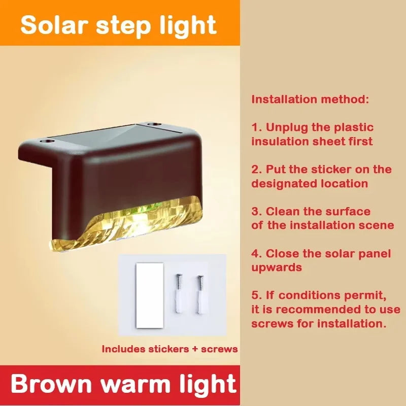 Solar Deck Lights Outdoor Step Lights Waterproof Led Solar Lights for Decks Stairs Step Fence Yard Patio and Pathway