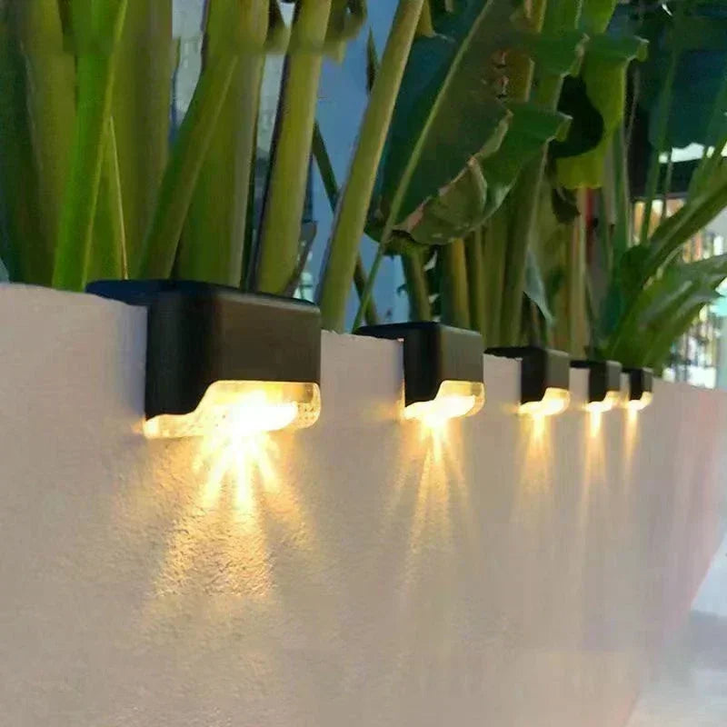 4PCS Solar LED Wall Light Step Railing Patio Stair Yard Garden Decoration Solar Deck Light Decor Outdoor Holiday Home Parterre