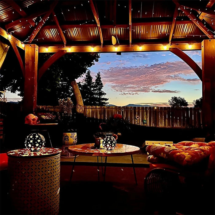 Garden Star Projector Lamp Hanging Solar Lights Outdoor Hanging Solar Lanterns Retro Solar Lamp with Handle Outside Decorations