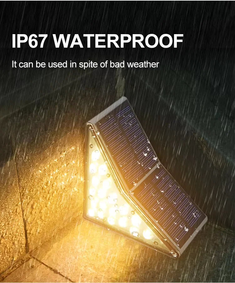 Solar Step Lights for Outside IP67 Waterproof Solar Stair Light Warm White Lighting Patio Garden Courtyard Door Sidewalk Decor