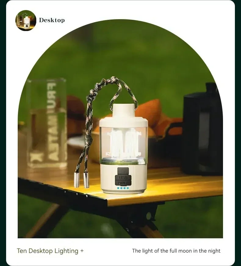 Solar Camp Lantern - IPX7 Waterproof with 360° Magnetic Base & Rechargeable
