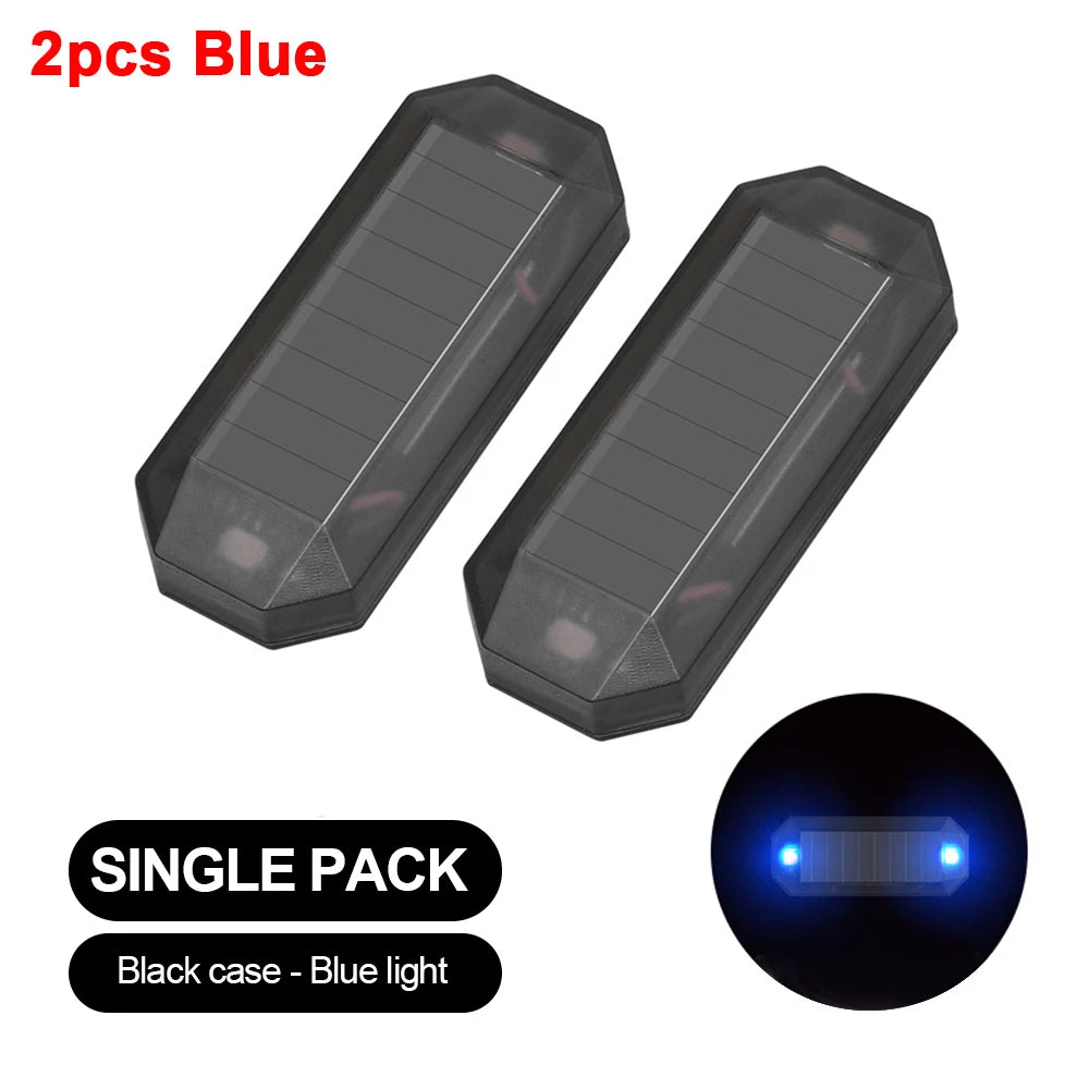 2Pcs Car Solar Warning Light Wireless Anti-Theft Alarm Light Anti-Rear Collision Smart Flash
