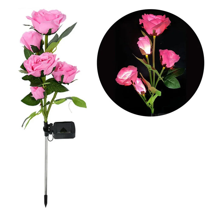 Solar Garden Lights Solar Flowers Rose Light Solar Powered Lights Outdoor Waterproof LED Outside Light for Patio Yard Decor