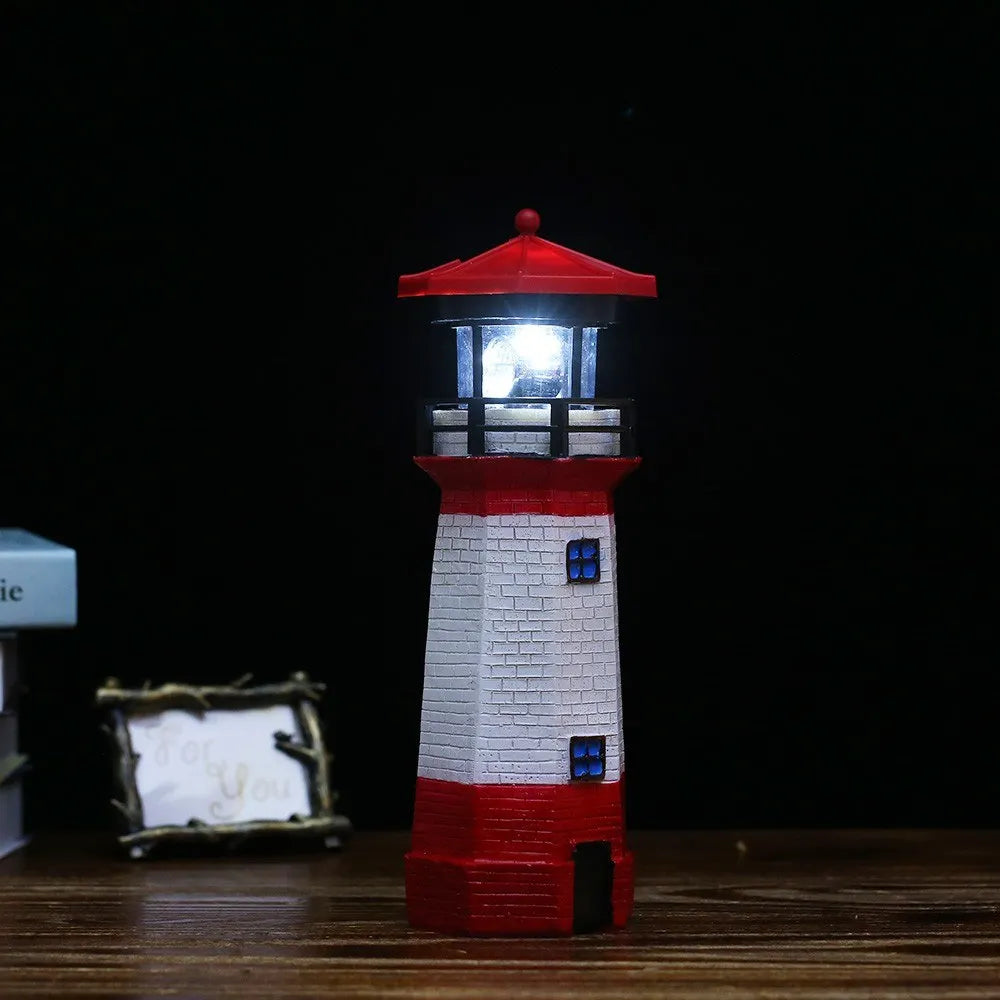 Solar Lighthouse with Rotating Lamp Garden Lights Outdoor Decorative LEDs Light for Path Yard Lawn Patio Drop shipping