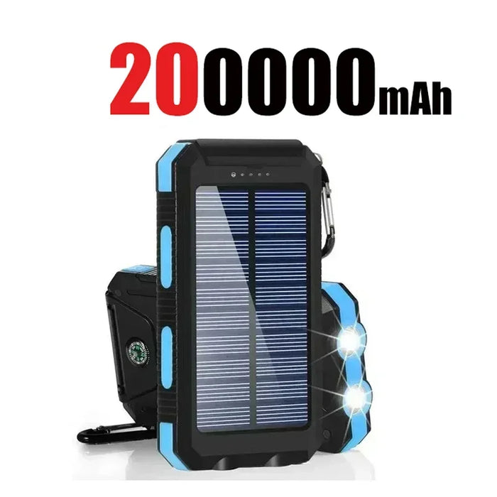 200000mAh Solar Power Bank Fast Charging Outdoor Large Capacity External Battery PowerBank Flashlight For iPhone Huawei Xiaomi