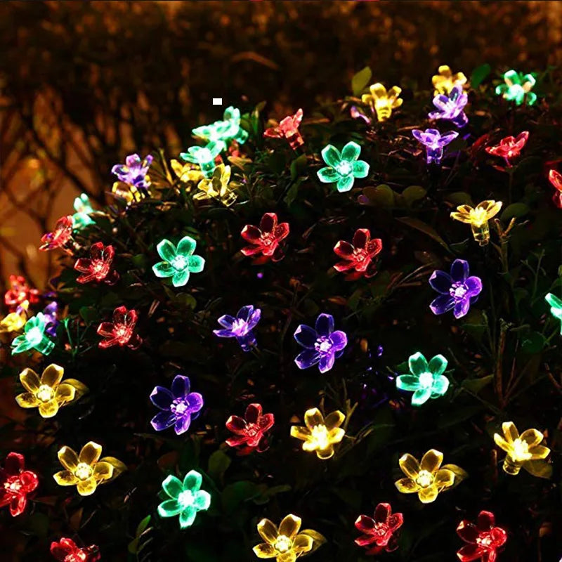 10M/7M Solar String Christmas Lights Outdoor 100/50/20LED 8Mode Waterproof Flower Garden Blossom Lighting Party Home Decoration