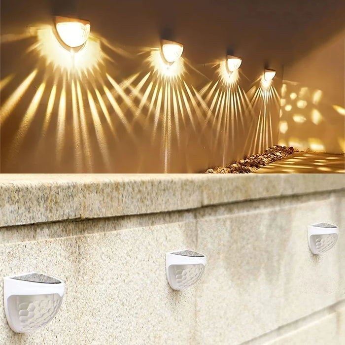 6PCS Solar Fence Lights Deck Lights Solar Wall Mount Outdoor Lamp White LED Lamp Lighting For Garden Home Patio Yard Camp Light