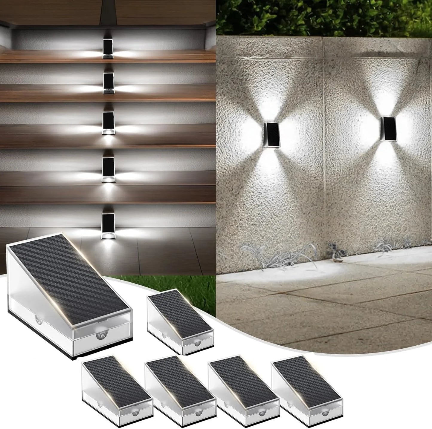 1/4/6 Packs Solar Lights Outdoor Deck & Wall Lights IP65 Waterproof LED Solar Fence Lights for Garden, Stairs, Patio, Yard, Pool