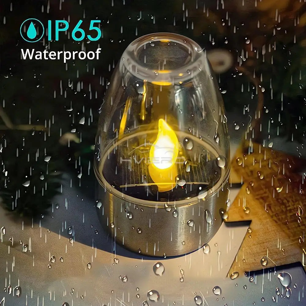 Solar LED Lights Stainless Steel Candle Outdoor Courtyard Lamp Decorative Atmosphere Halloween Candlelight Dinner Night lights