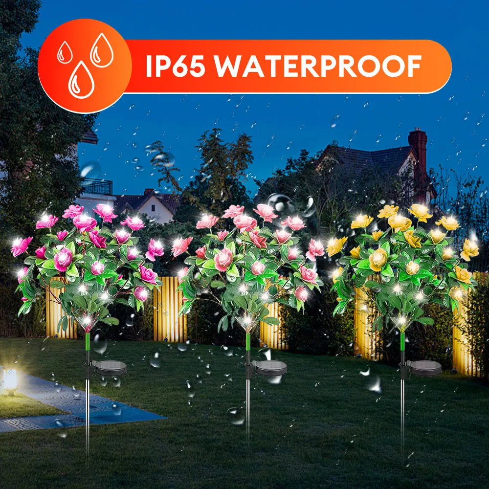 Solar Azalea Flower Lights Waterproof Garden Light Outdoor Pathway Lights Yard Lawn Patio Decorative Lamp Solar Landscape Light