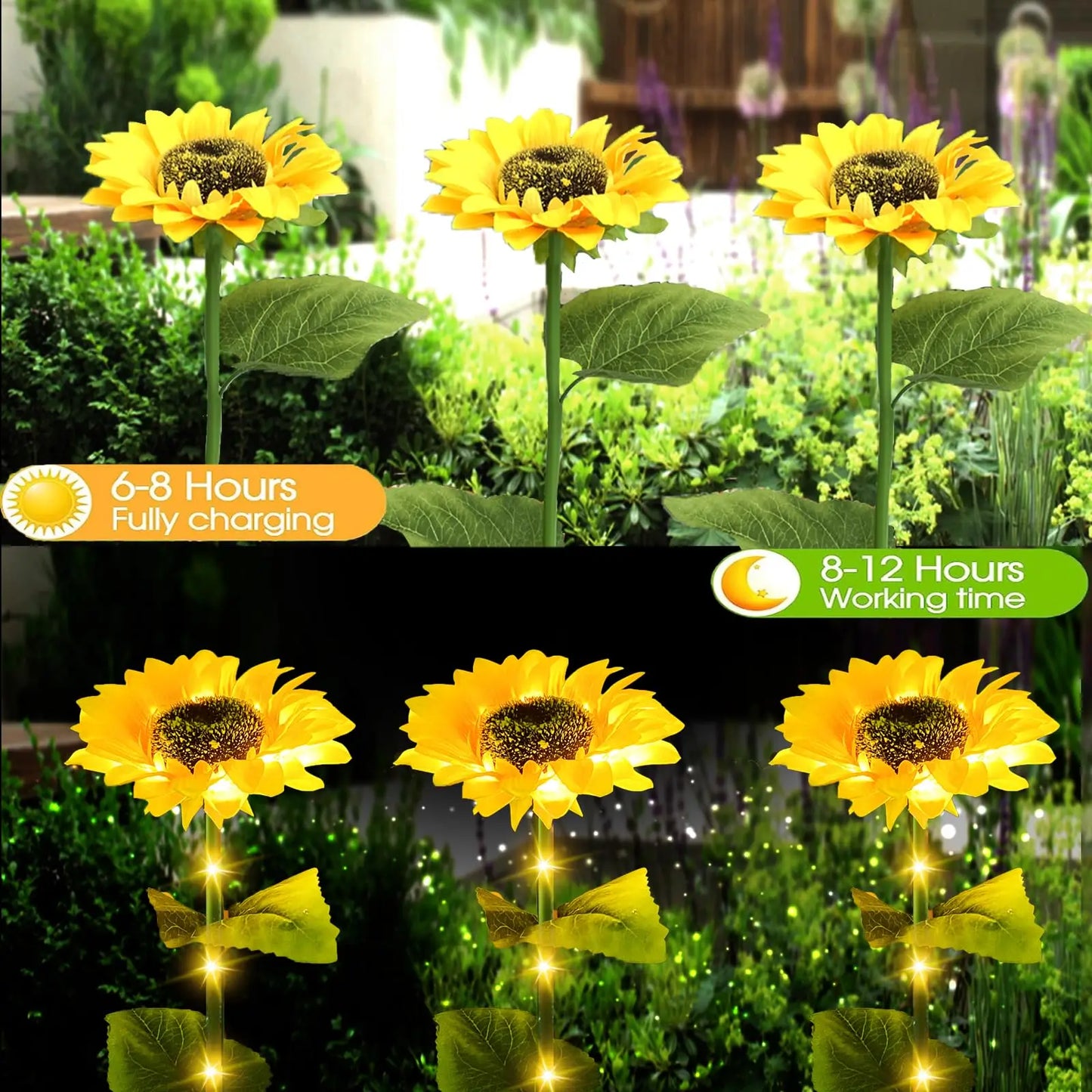 Solar Outdoor Lights Sunflower Garden Decor Waterproof Solar Flower Light Outside for Yard Patio Landscape Patio Walkway Pathway