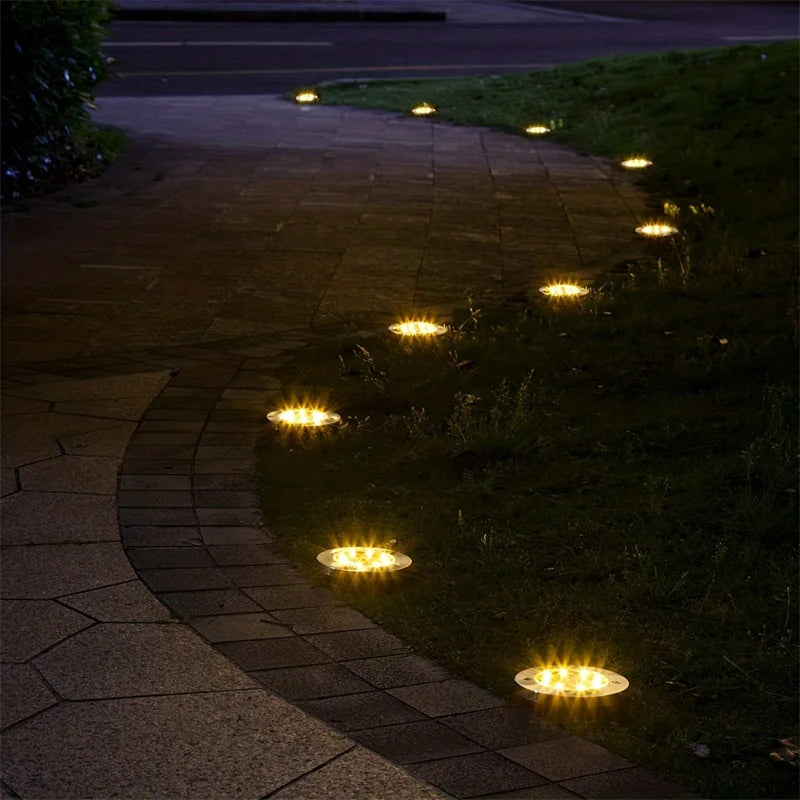 IP68 LED Outdoor Solar Power Ground Light Solar Path Deck Lights Underground Light Yard Driveway Lawn Garden Decor Lighting