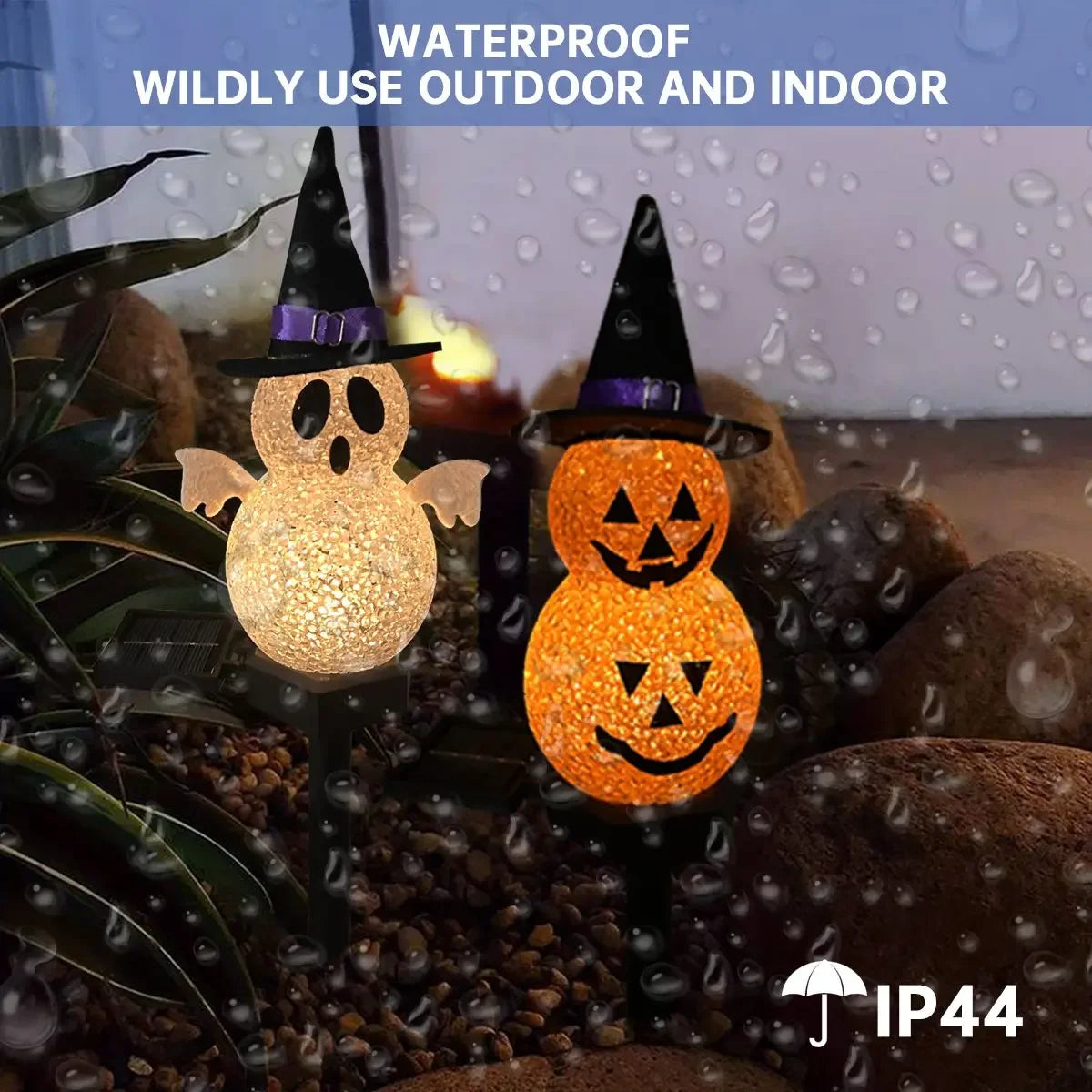 1/2PC 3D Halloween Pumpkin And Ghost Solar Lights Easy Installation Portable Solar Powered Waterproof Landscape Lamp Garden lamp