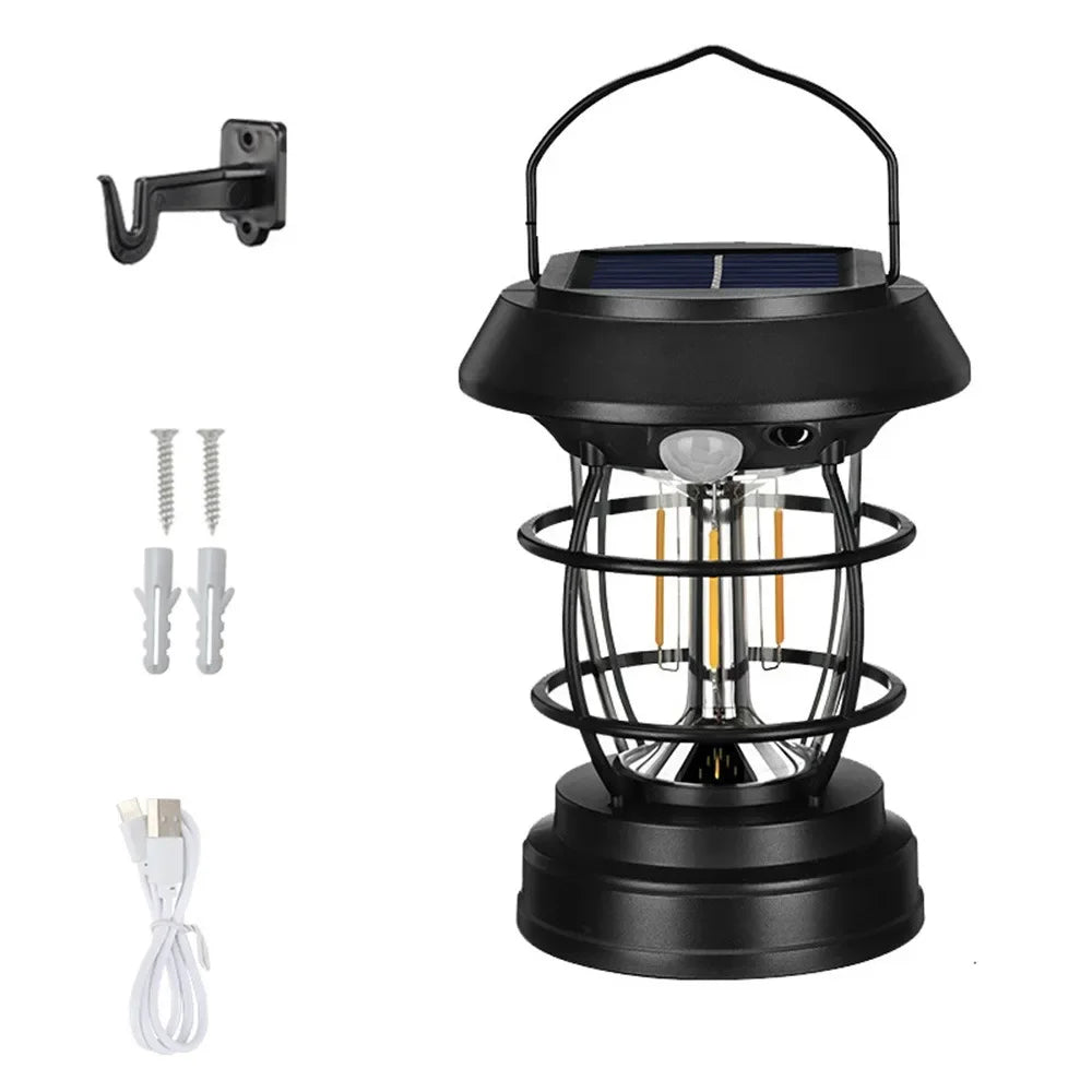 Solar Camping Lighting LED Light Portable Retro Camping Lantern Waterproof Outdoor Garden Lawn Path Lighting Decorative Light