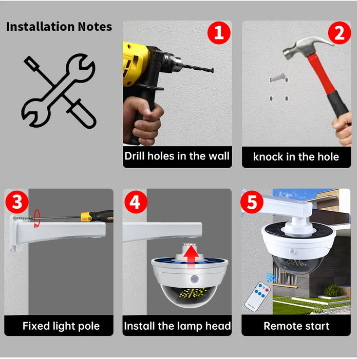 Solar Powered Fake Security Camera Shape Solar Light with PIR Motion Sensor Detection Lights for Outdoor Home Office Shop Garage