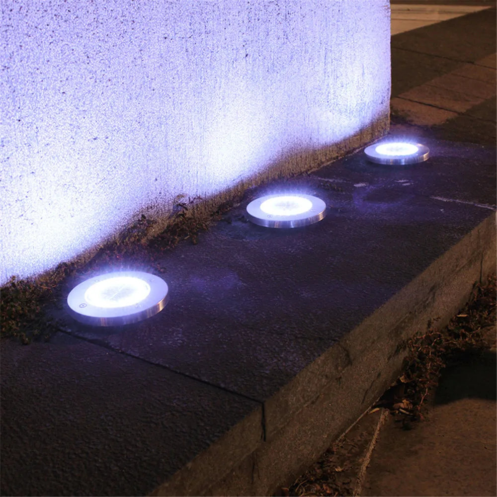 4 Pcs 8LED Solar Power Disk Light Outdoor Garden Solar Underground Light Deck Light Spotlight Buried Solar Led Lamp