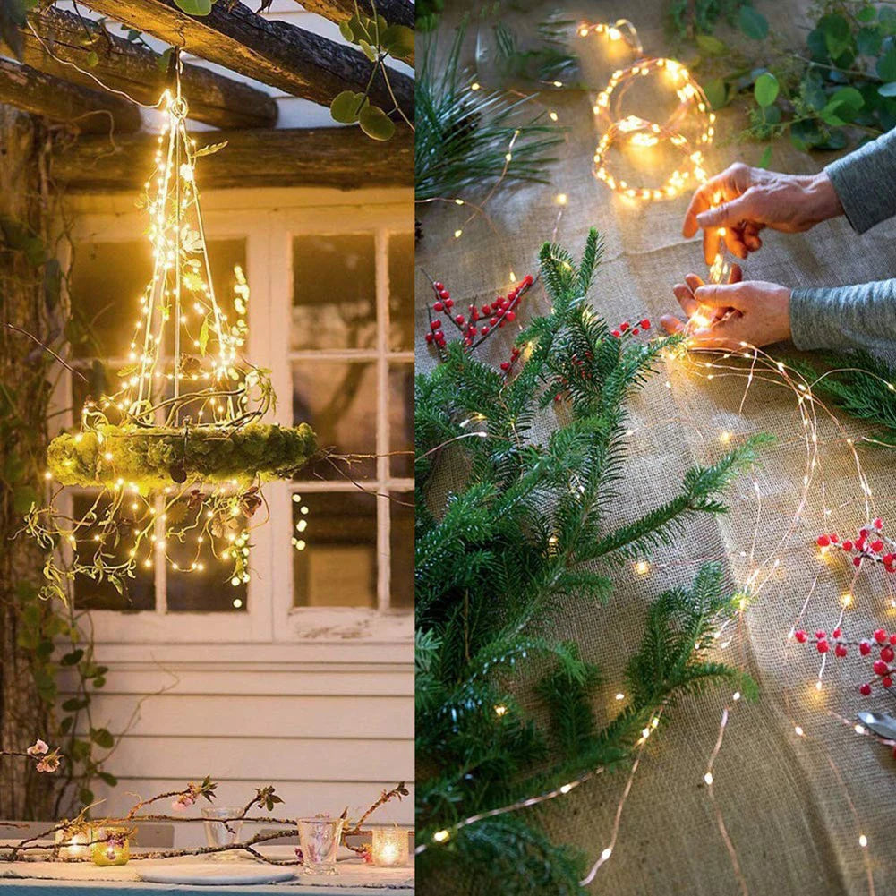 1set Solar String Light, 10 Strands 200 LEDs Hanging Vine Tree Lights Waterfall Vine Branch Lights Twinkle Starry Lights
