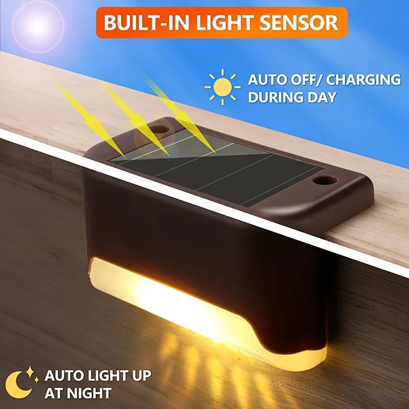 Solar Outdoor Step Light Outdoor LED Solar Light For Stairs Steps Fences Terraces Yards Railings Garden Backyards Outside Paths