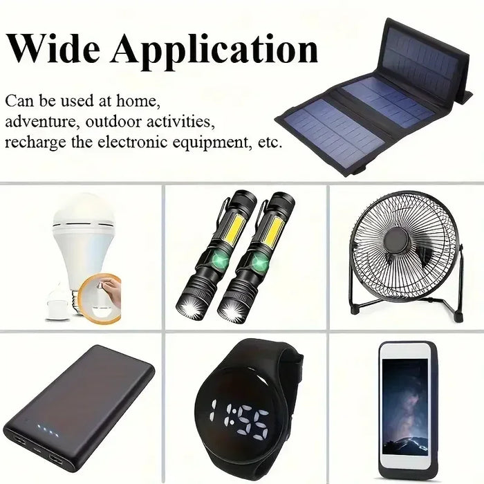20W Foldable Solar Panel 5V USB Portable Battery Charger for Cell Phone Outdoor Waterproof Power Bank for Camping Accessories