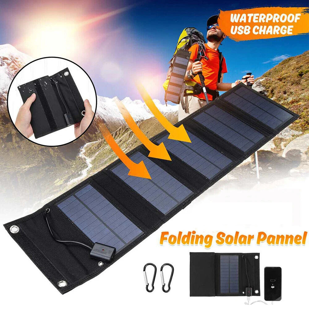 700W Foldable Solar Panel Phone Charger 5V USB Waterproof Power Banks for Cell Phone Outdoor Camping Emergency Solar Charging