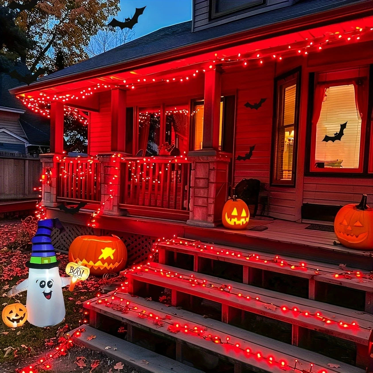 Solar Powered Christmas Lights 50-200 LED Outdoor Light Strings Festive Garden Courtyard Red Blinking Lights with Solar Panel