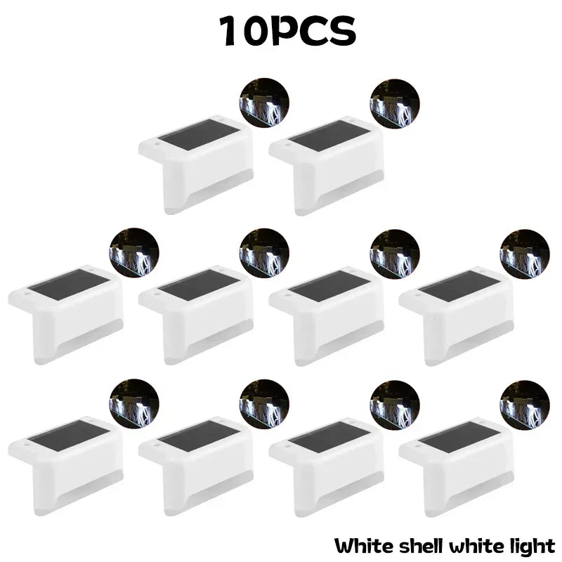 Solar Powered Step Lights Outdoor Courtyard Lights Fence Pole Lights Step Lights Decorative Landscape Lights Wall Fence Lights