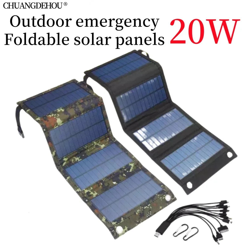 Outdoor Emergency Solar Foldableing Battery Pack 20W 5V USB Output Solar Charger Portable Foldableable Solar Charging Equipment Portable External Power Supply Home Emergency