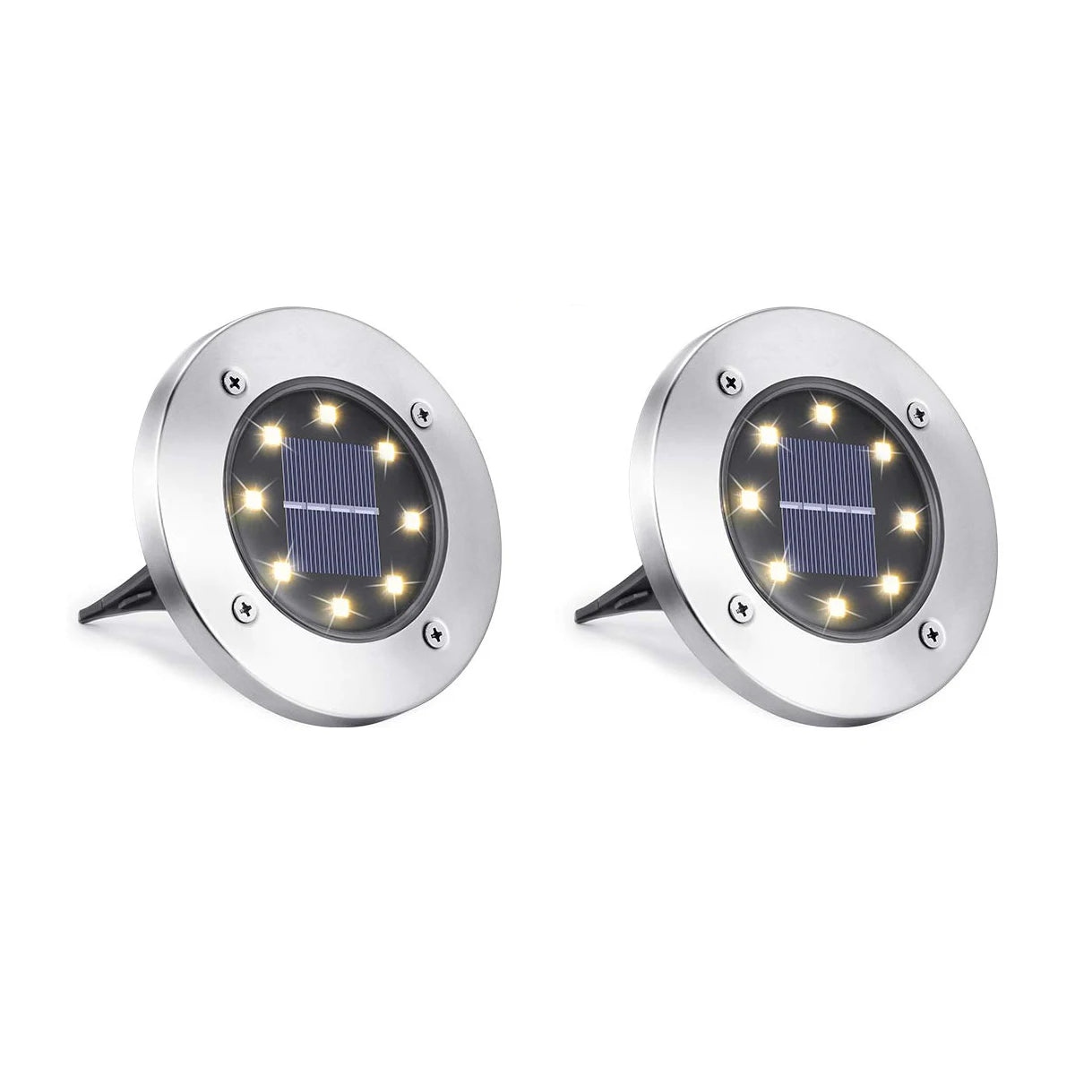 2-16 Pack Solar Ground Lights Outdoor 8 LED Waterproof Garden In-ground Pathway Landscape Lighting for Lawn Deck Patio Walkway