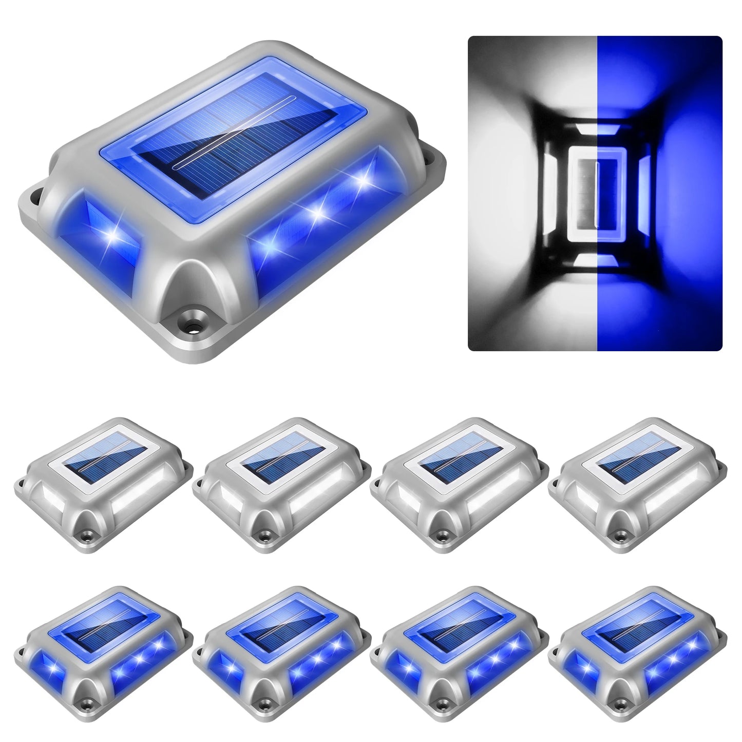 1pc 6LED Outdoor Deck Lights Solar Garden Step Lighting IP65 Waterproof For Stairs Patio Pathway Yard Fence Wall Lamp