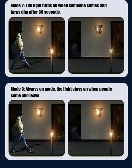 Solar Motion Sensor Light Outdoor LED Waterproof Lawn Street Garden Villa Porch Wall Mounted and Plug-in Dual-Purpose Camping