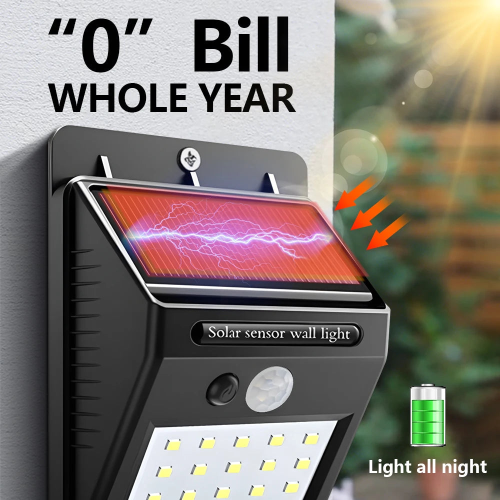 2000LM Solar Wall Light Motion Sensor Outdoor Solar Lamp LED Solar Lights IP65 Waterproof Solar Street Light Outdoor Garden Lamp