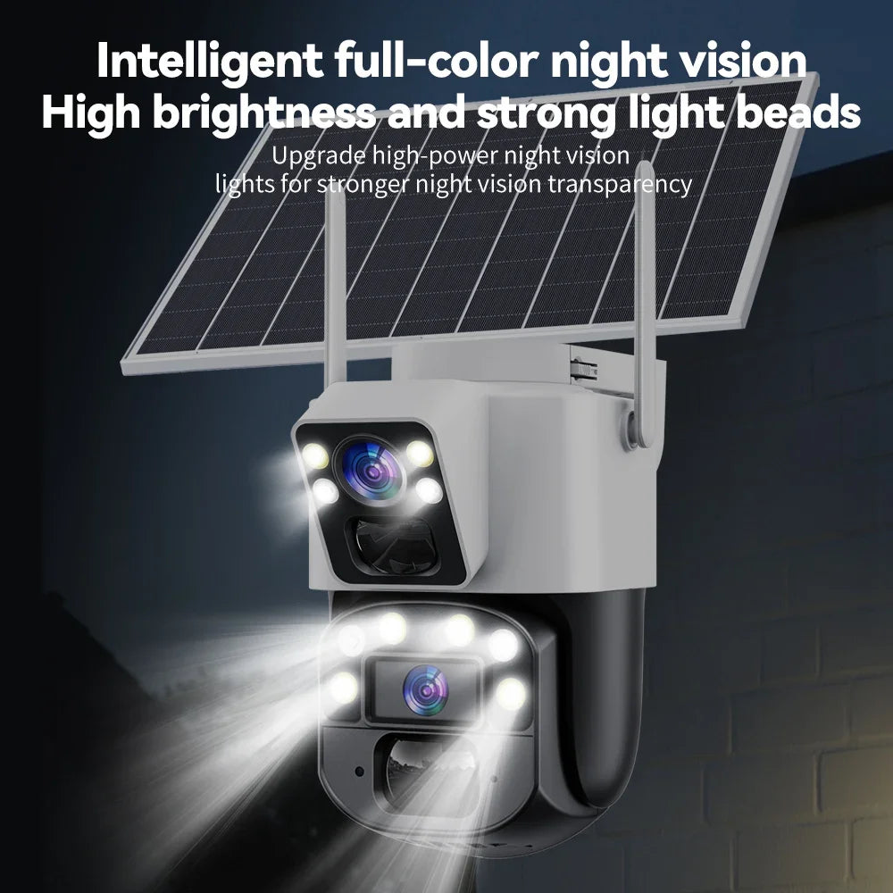 Yoosee Solar Camera 4G Sim Card CCTV Wireless 4G Solar CCTV Dual Lens Dual Screen Auto Tracking External 4G Sim Security Camera