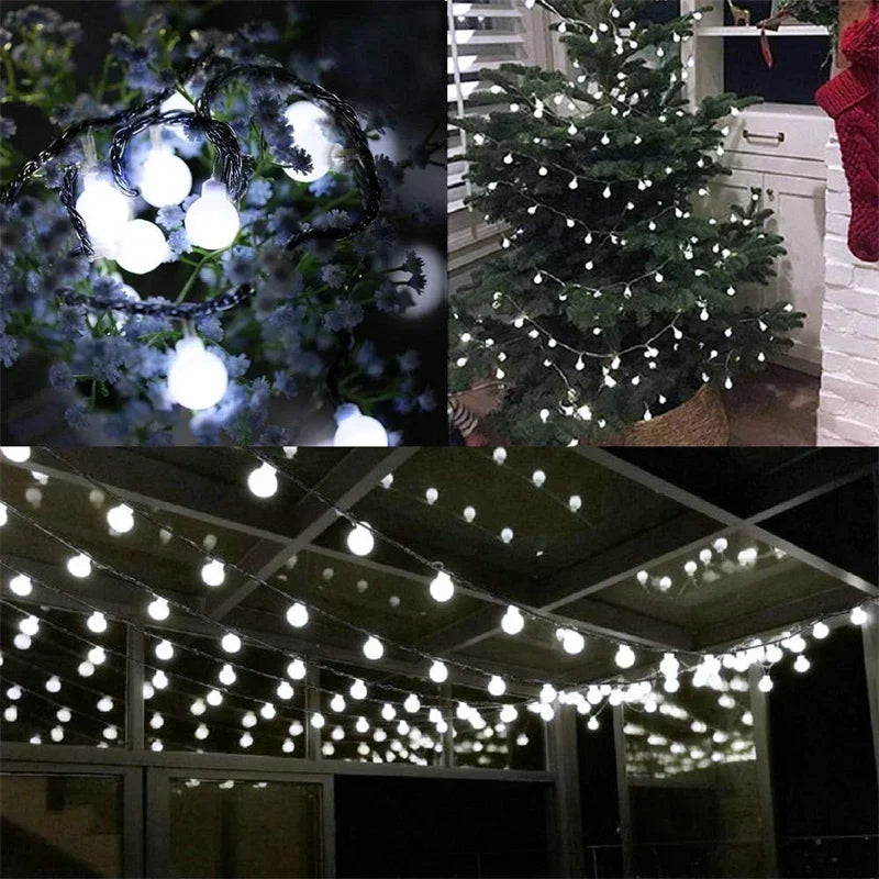 20/50/100LED Solar Outdoor String Lights Round Ball Solar Globe Lights for Garden Patio Holiday Party Christmas Decoration