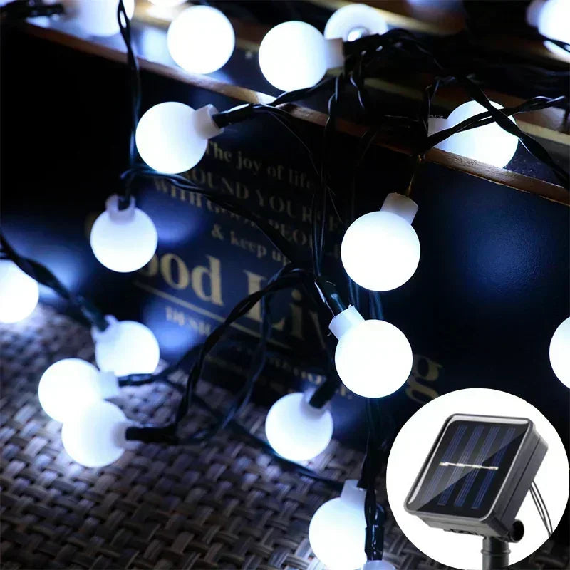 Solar Ball String Lights 8 Modes Lighting for Outdoor Garden House Fence Balcony Tree Party Street Wedding Party Decoration