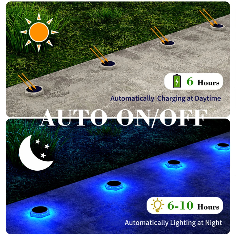 Solar Deck Lights Auto On/Off Dock Post Lights Driveway Fence Stairs Yard Patio Pathway Porch - Solar Powered Step Lights Blue