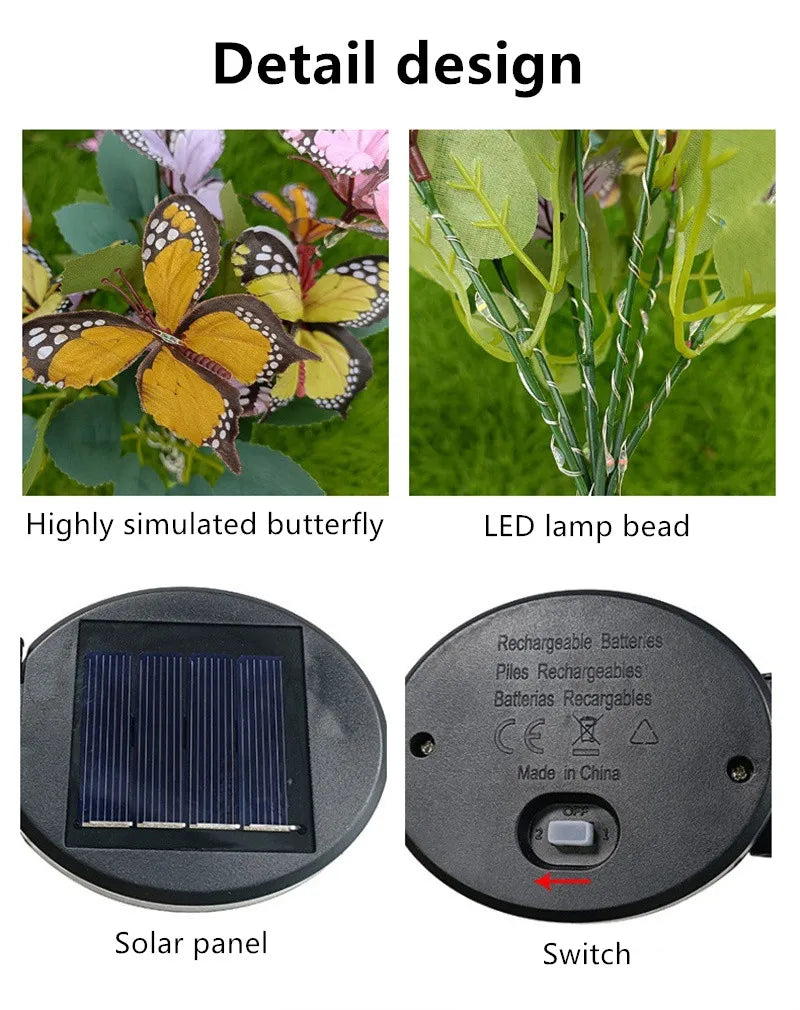 Solar Butterfly LED Fairy Lights - Perfect for Valentine's Day Easter Halloween Christmas Decoration Solar Outdoor Garden Lamp