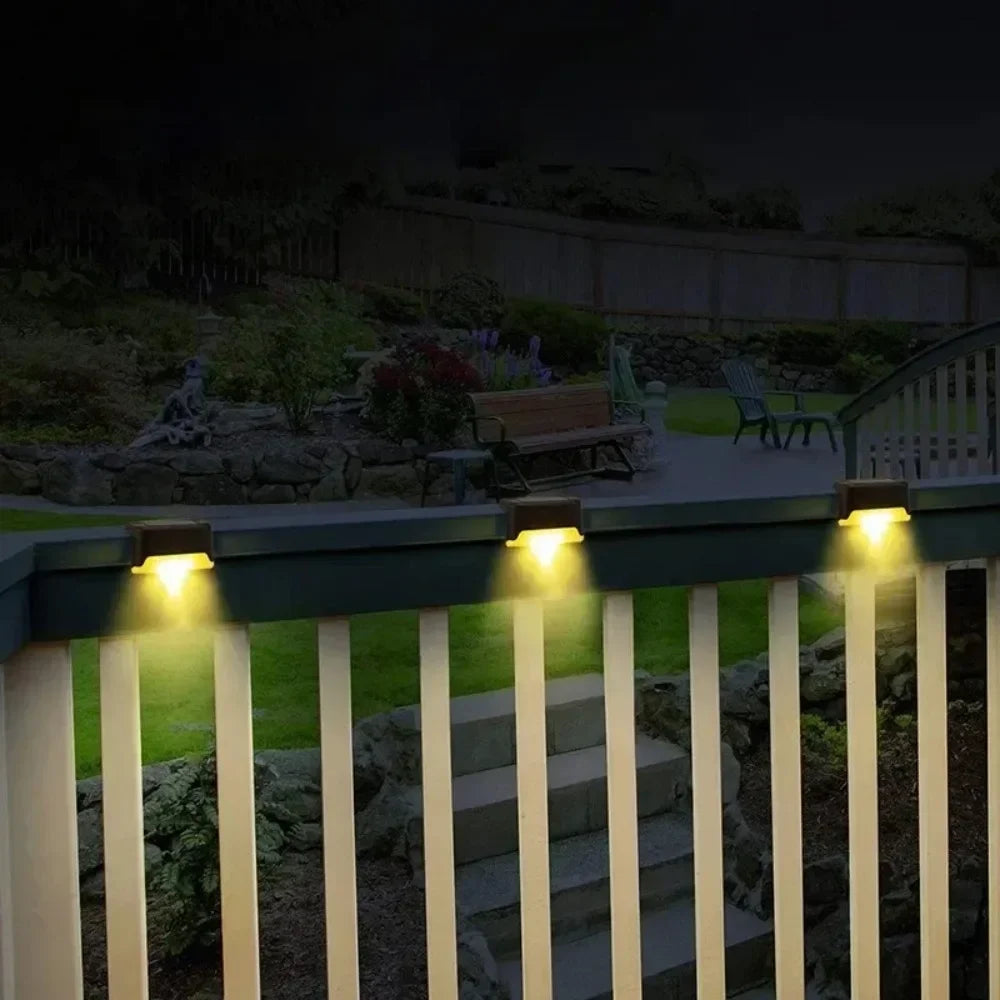 1/4 Pack Solar Deck Lights Outdoor Step Lights Waterproof Led Solar Lamp for Stairs Railing Step Fence Yard Patio and Pathway