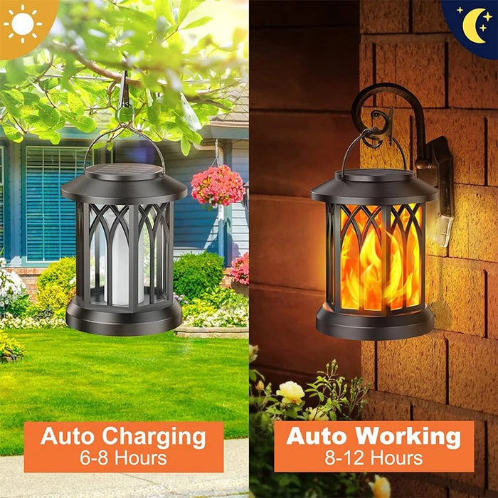Dancing Flame Solar Lantern Outdoor Solar Flame Lamp Clip Lantern Landscape Pendant Lamp High-power Street Lamp Courtyard Lights