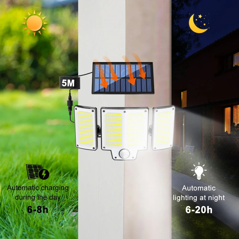 Solar Flood Lights Outdoor 106/280 LED Solar Motion Lights Remote Solar Security Lights Wall Light Waterproof 3 Modes Garden