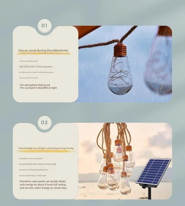 Solar Patio String Light 7m 16 Bulbs 8 Modes Fairy Light Outdoor Waterproof Lamp For Garden Fence Balcony Party Christmas Decor