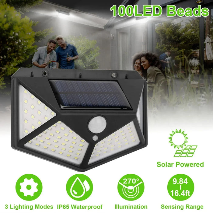 Solar Wall Lamp Outdoor 100LED Lampwaterproof Motion Sensor Solar Powered Sunlight Street Lamp Garden Railing Decorative Lamp