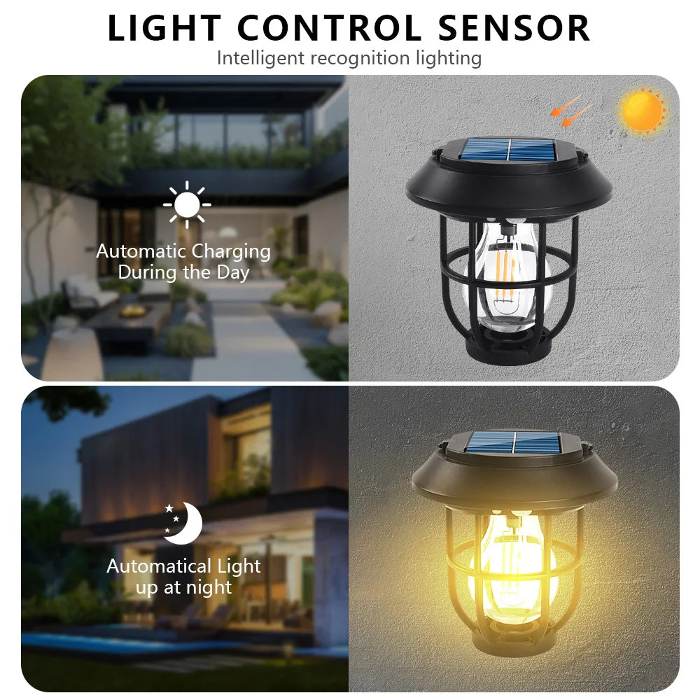 1200LM Warm Solar Camping Lights Lawn Lights Wall Lamps Solar Outdoor Lights Courtyard Garden Decoration Night Light Mood lights