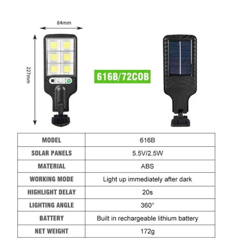 Solar Lights Outdoor With 3 Mode Waterproof Motion Sensor Security Lighting Wall COB Street Lamp for Garden Patio Garage Light
